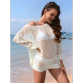 thumbnail image 6 of Crochet Cover Ups for Women Hollow Out Swim Cover Up Knit Summer Outfits White M, 6 of 7