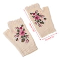 thumbnail image 5 of Women Winter Crochet Knitted Fingerless Gloves Sweet Colorful Floral Bee Embroidery Thumbhole Texting Mittens Arm Warmer, 5 of 21