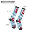 thumbnail image 2 of Naloa Red Funny Crab on Blue Stripe Thigh High Socks Extra Long Stretchy Sock Women Over Knee High Opaque Stocking Daily Wear, 2 of 6