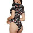 thumbnail image 3 of Easygdp Vintage Skull Casino Women's One-Piece Swimsuit Slim Fit Crew Neck Bodysuit Athletic Swimwear with Concealed Buckle - X-Large, 3 of 9