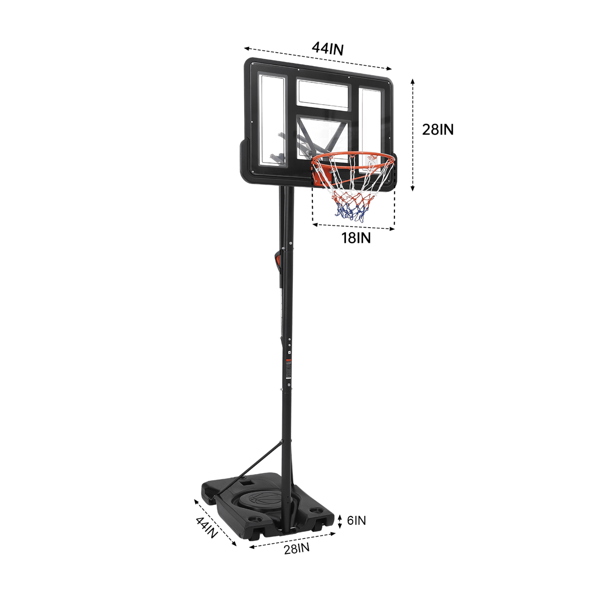 Adjustable Basketball Hoop System - Portable Outdoor Goal with Stable Base & Durable PC Backboard - Ideal for Adults & Family - Backyard or Driveway