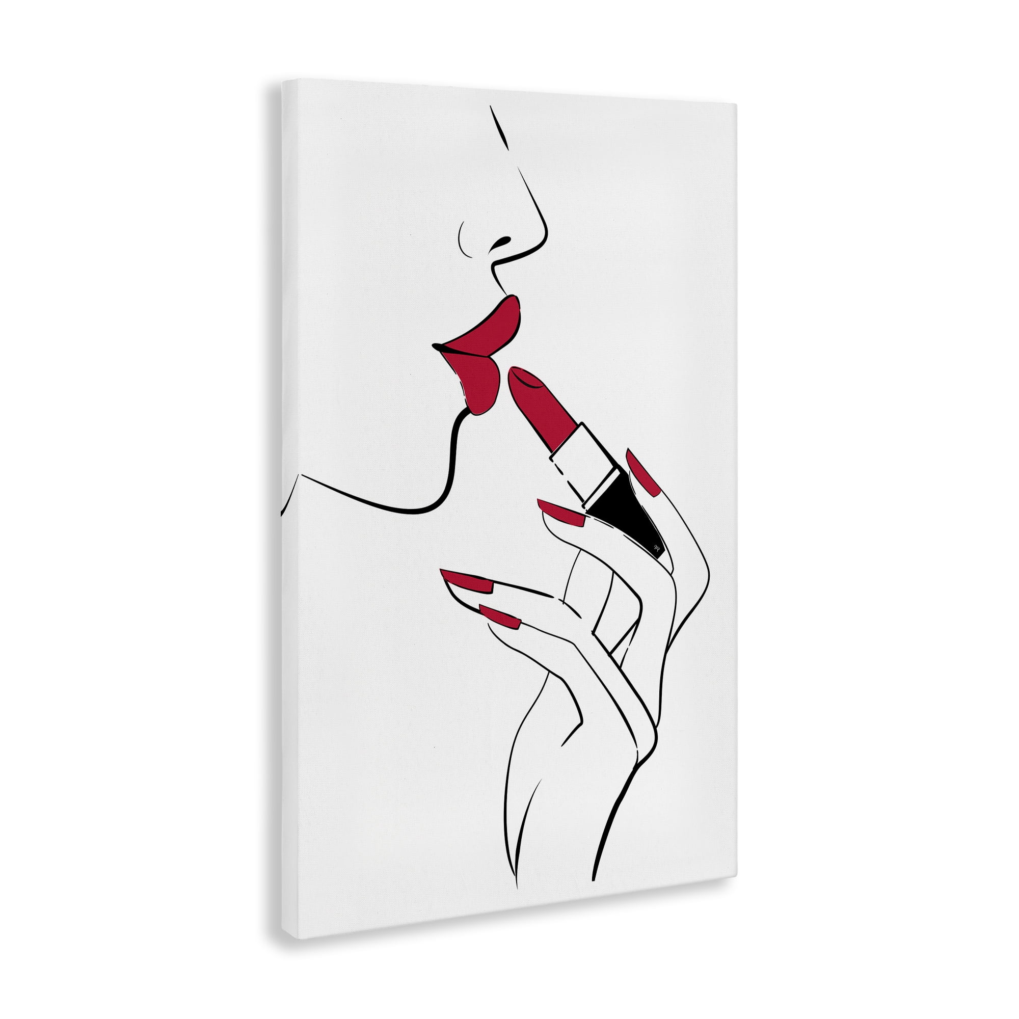 Stupell Industries Red Lips Makeup Novelty Painting Gallery Wrapped Canvas Art Print Wall Art, 30 x 45