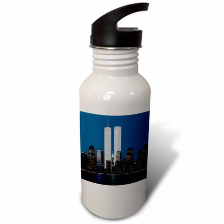 

New York City evening skyline featuring the Twin Towers 21 oz Sports Water Bottle wb-154708-1