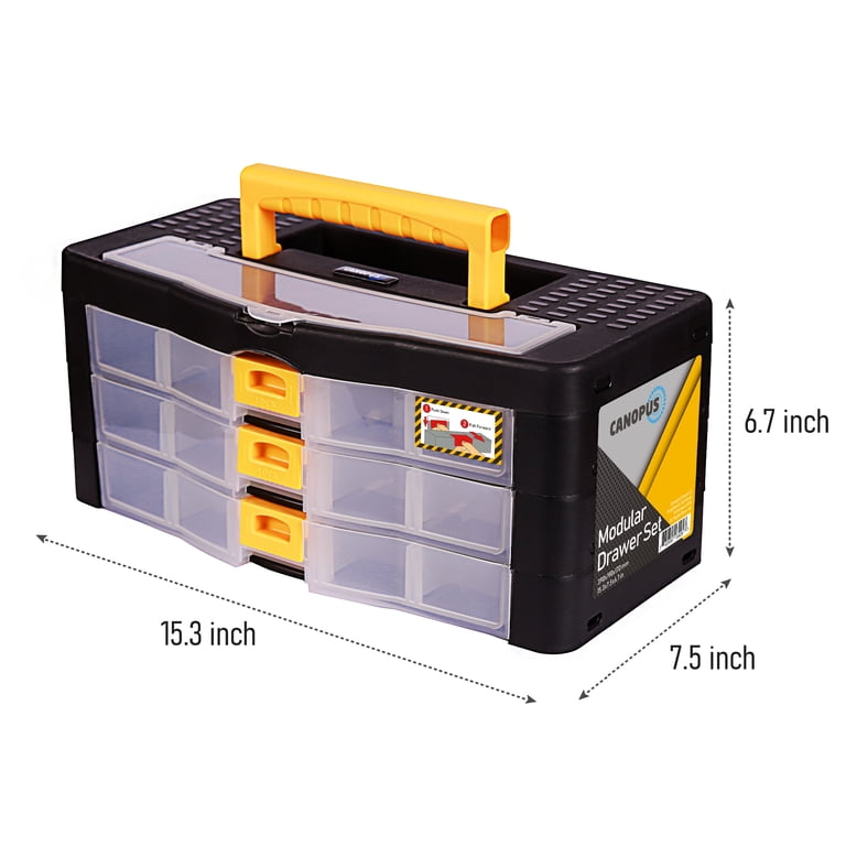 Canopus Craft Organizer Set – 2 Interlocking Tool Cases With Adjustable Compartments For Bolts, Nails, Screws & Small Parts