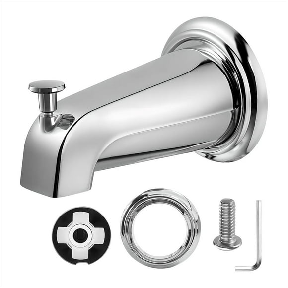 Tub Spout with Diverter,Bathroom Bathtub Faucet with Tub Spout Cover Ring,Fits 1/2in Copper Water Tube(5/8in Diameter),1 x Tub spout 1 x Hex wrench 1 x Spout cover ring 1 x Screw,Silver