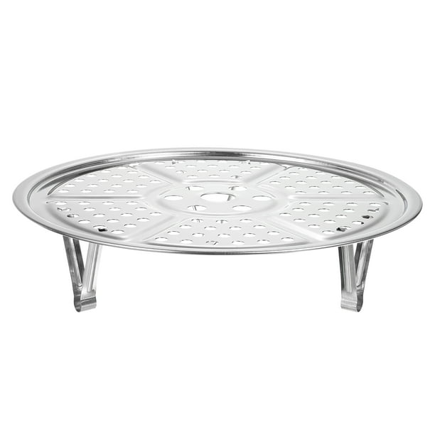 Rejilla de vapor de acero inoxidable con soporte, bandeja para olla de 8.6 pulgadas, tono plateado