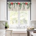 thumbnail image 3 of Christmas Kitchen Curtains and Valances Set, Winter Poinsettia Pine Cones Pine Needles Linen Rod Pocket Window Valance Window Curtain Panels for Living Room Bedroom Laundry, 27.5x36in, 3 Pieces, 3 of 7