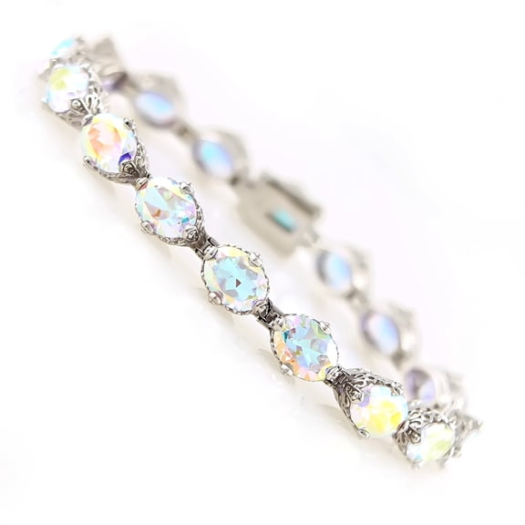 925 Sterling Silver Opal Topaz Bracelet