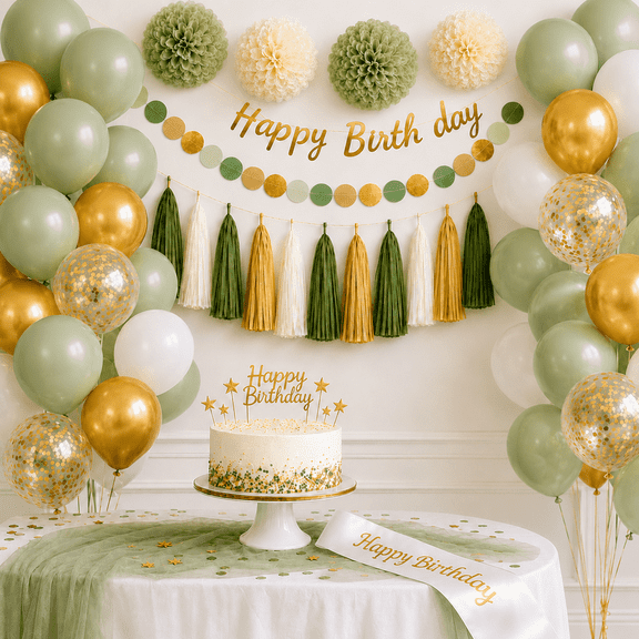 Kabuer Sage Green Birthday Party Decorations Green Party Supplies Green Balloon Arch Kit  Women Birthday Decor