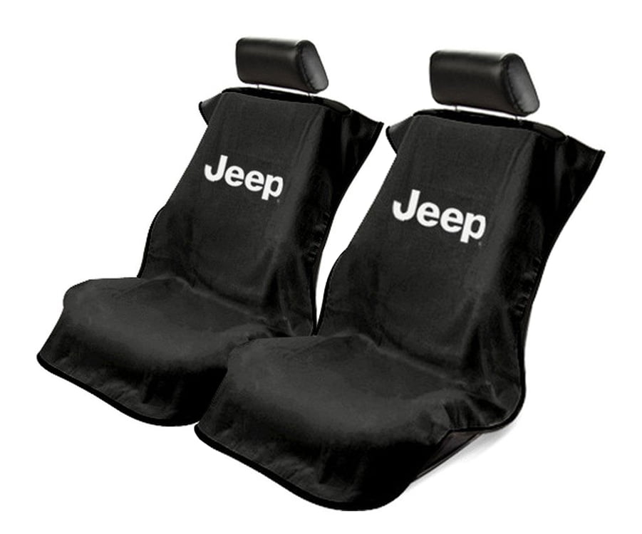 Seat Armour 2 Piece Front Car Covers For Jeep Letters Black Terry Cloth Com - Jeep Towel Seat Covers Black