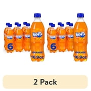(2 pack) Fanta Orange Soda Pop Bottles, 16.9 fl oz, 6 Pack
