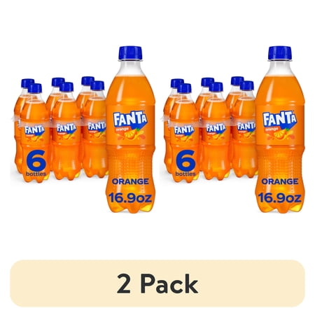 (2 pack) Fanta Orange Soda Pop Bottles, 16.9 fl oz, 6 Pack