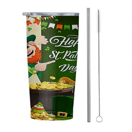 

Saint Patricks Day Leprechaun 20oz Tumbler Insulated Stainless Steel Water Bottle Portable Travel Coffee Tea Mug Cup