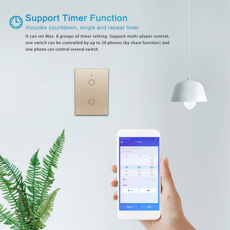 COLOROCK Smart WiFi Light Switch, RF Wireless Remote Control Switch Kit,APP  & 433MHz, Compatible with Alexa/Google Home,Voice Control,Timer