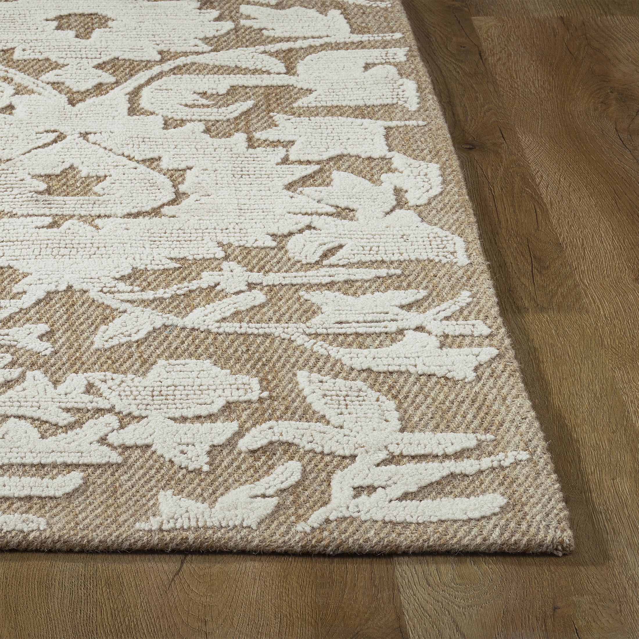 My Texas House Flora Natural Wool Floral Indoor Area Rug, 8' x 10'
