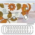 thumbnail image 5 of Retro Flower 70s Shower Curtain Set 71Wx71H Inches Vintage Floral Hippie Aesthetic Orange Groovy Cute Polyester Waterproof Cloth Bathroom Curtain with 12 Hooks, 5 of 5