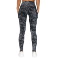 thumbnail image 3 of Pantalones de yoga de cintura alta gruesos con bolsillos, leggings de control de abdomen para entrenamiento, correr y yoga para mujeres (Mediano, Gris Mármol), 3 of 5