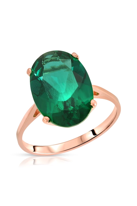Stunning 4.50 Carats 14K Solid Rose Gold Brilliant Oval Cut Emerald Solitaire Ring with Genuine Vibrant Emerald Oval Shape Anniversary Engagement Promise Her Him Unisex (11)