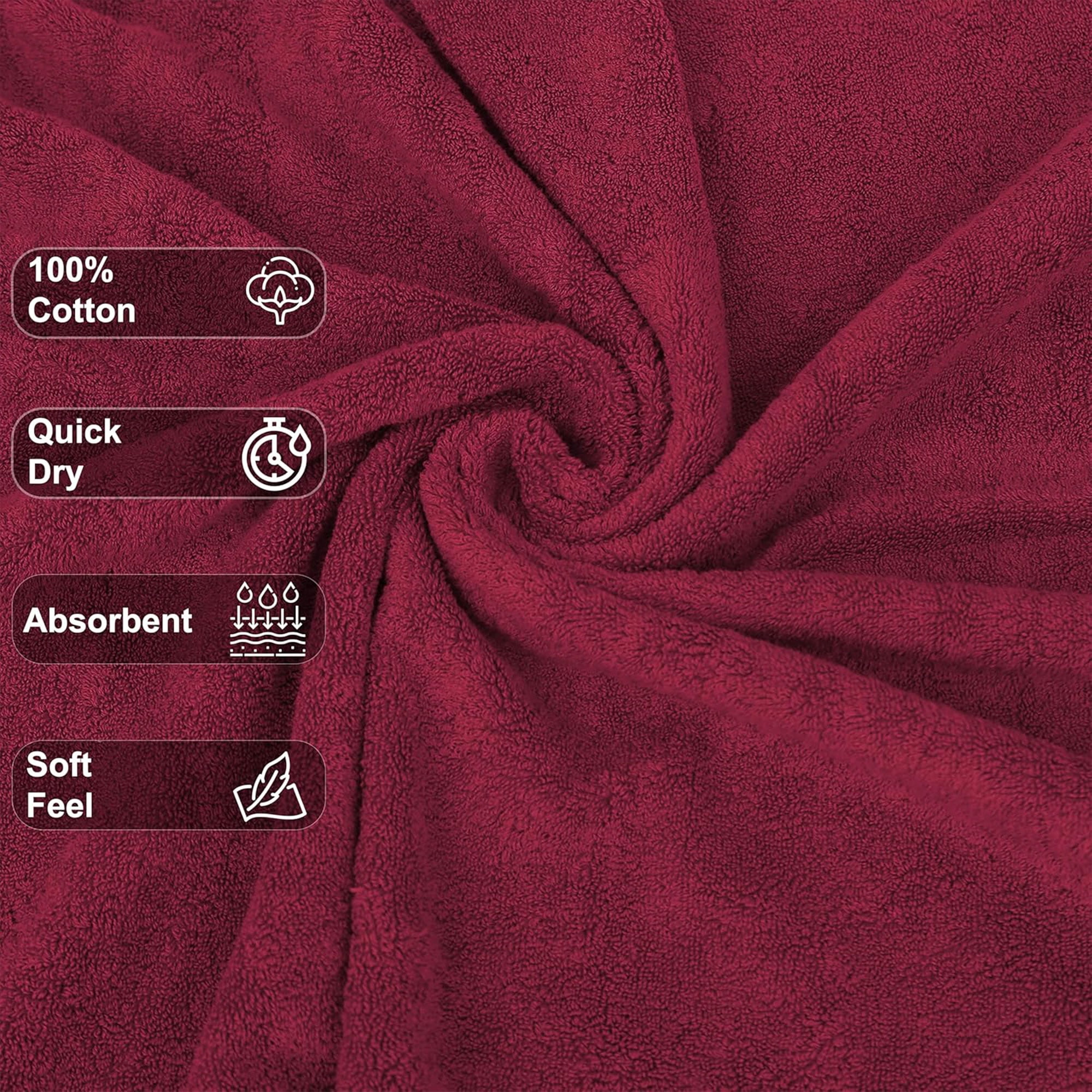 GOLD TEXTILES Premium Bath Towels 24x50 - Red Wine Pack of 6 | Soft, Absorbent, 100% Cotton Towels for Home & Spa