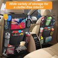 thumbnail image 4 of Organizador de asiento trasero de coche para niños, protector de asiento trasero de material duradero con múltiples bolsillos de malla y soporte para tableta con pantalla táctil transparente,, 4 of 7