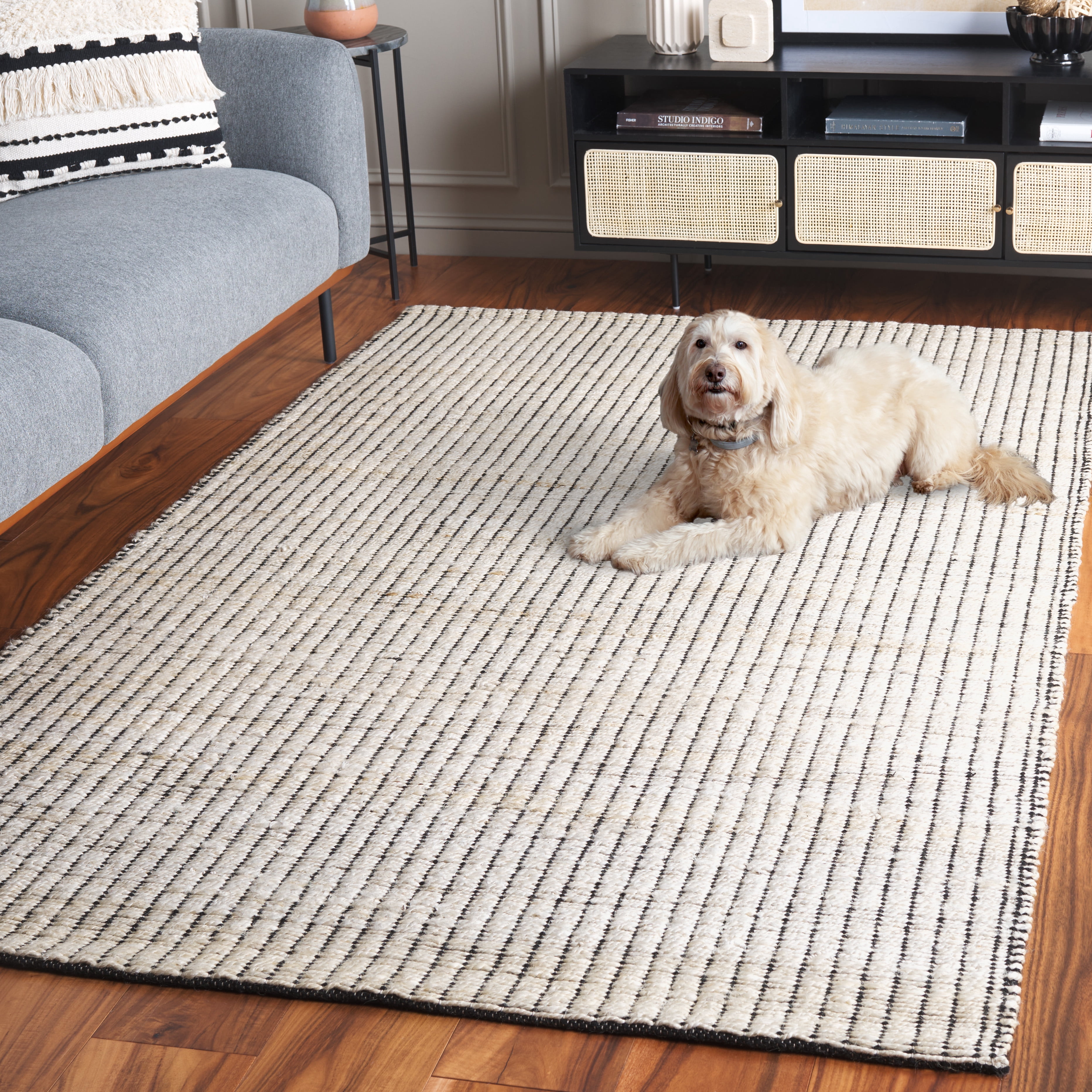 SAFAVIEH Natural Fiber Madeline Striped Area Rug, Ivory, 5' x 8'