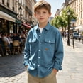 thumbnail image 7 of Xdegoge Toddler Boys Corduroy Button Down Shirts Long Sleeve Casual Shacket Jackets with Chest Pockets Fall Winter Outerwear Tops, Size 4T, 7 of 7