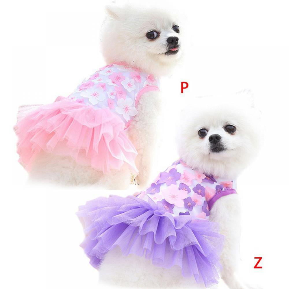 summer,Puppy. costumes dog clothes Dog Dresses small dog,Cat dresses layered hot pink party dress wedding attire,floral pet dresses