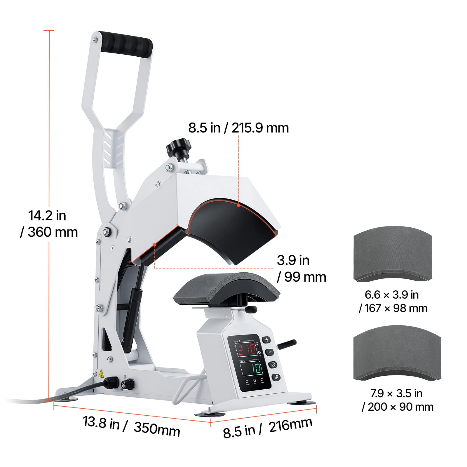 KFFKFF Hat Heat Press Machine with Dual Platens and Cap Stretcher, Accurate Temperature and Time Settings, Ideal for Heat Transfer Vinyl and Sublimation on Hats and Caps, White