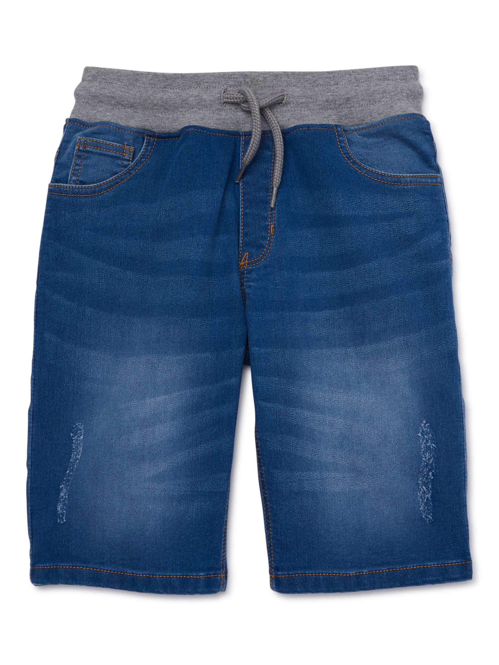 boys pull on denim shorts