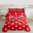thumbnail image 2 of Manfei Cartoon Red Bowknot 2pcs Bedding Comforter Set for Female Girls Child,Polka Dots Twin Comforter Sets,Kawaii Bow Tie Breathable Bedding Set,Super Cozy Room Decor,Reversible, 2 of 8