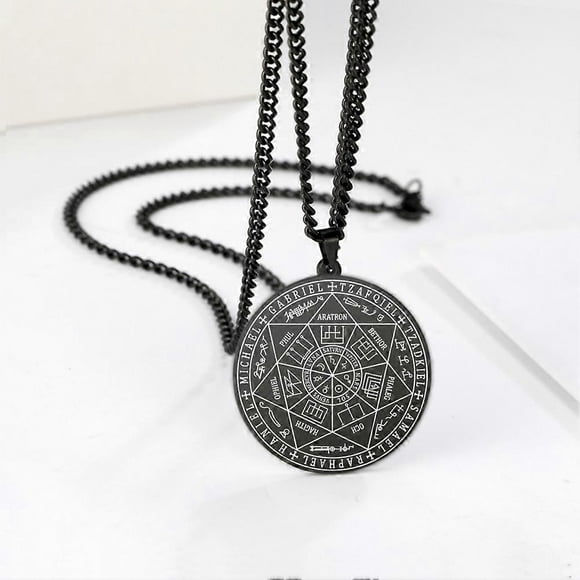 Seal of Solomon Seven Archangel Necklace Stainless Steel Rune Hexagram Star Angels Sigil Pendant Saint Michael Amulet Necklace