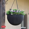thumbnail image 6 of Keter Resin Rattan Set of 2 Round Hanging Planter Baskets for Indoor and Outdoor Plants, Anthracite, 6 of 9