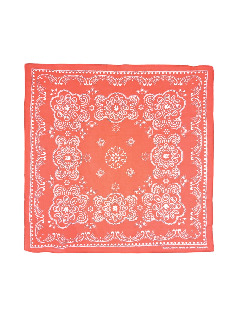 Time and Tru Women's Western Star Bandana, Orange Mango, One Size