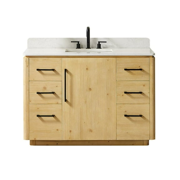 Altair-14 48" Single Bathroom Vanity in Nature Brown with Grain White