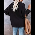 thumbnail image 4 of Suéteres de Gran Tamaño para Mujer, con Mangas Largas de Murciélago, Cuello en V Holgado, Botones, Estilo Henley, Jersey de Punto. Negro XL, 4 of 6