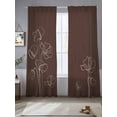 thumbnail image 2 of Brown Flowers Sheer Curtains 96 Inch Length 2 Panels Set, Pastoral Abstract Floral Minimalist Art Voile Window Treatment Semi Sheer Long Curtains Drapes for Bedroom/Living Room/Kitchen 52"x96"x2, 2 of 7