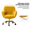 thumbnail image 2 of Velvet Tufted Office Chair Upholstered Swivel Modern Adjustable Armchair Metal Base Home Bedroom Mustard, 2 of 7