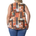 thumbnail image 4 of DARING DIVA Women's Plus Boho Pleated Curved Hem Tank Top Blouse 1X Orange, 4 of 6