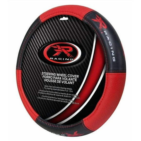 Plasticolor Housse de Volant 006768R04 Universelle; Logo de Course; Rouge/noir; Caoutchouc