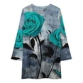 thumbnail image 3 of Romantic Rose Turquoise And Grey Loose Dress Evening Dress Summer Dresses for Women Luxury Dress Long Sleeved Dress, 3 of 4