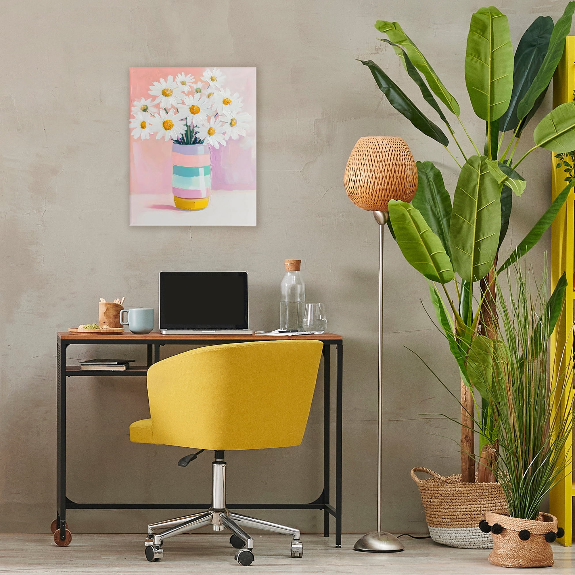 Stupell Industries Daisies in Striped Vase Canvas Wall Art, design by The Prints Vibe
