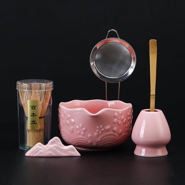 Matcha Set de cerámica y bambú Matcha Kit Rosa