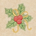 thumbnail image 3 of Linum Home Christmas Holly Embroidered Beige Turkish Cotton Hand Towel, 3 of 4