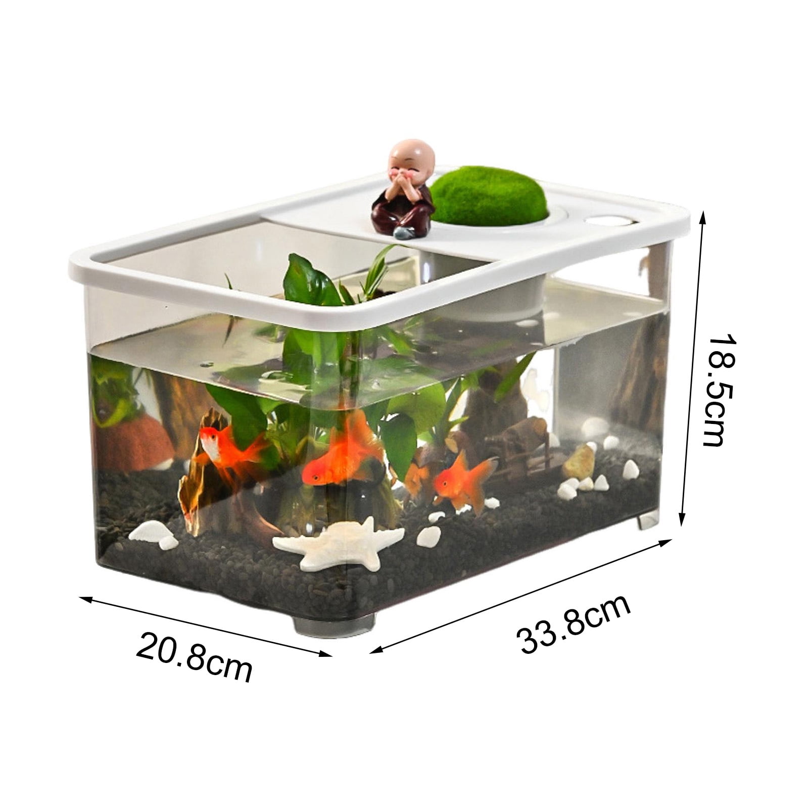 YIFAEUX Plastic Fish Tank Small Betta Fish Tank with Hanging Basket Household Aquarium Turtle Tank Kit for Turtles Crabs Fishes Amphibians Reptiles