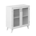 thumbnail image 6 of Modern Living Room Cabinet with 2 Glass Doors & Adjustable Shelf - Multi-Purpose Storage for Kitchen, Entryway, and Home Decor - White, 6 of 9