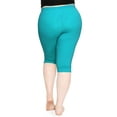 thumbnail image 3 of Stretch Is Comfort Women's Cotton Knee Length Leggings Turquoise 3X, 3 of 6