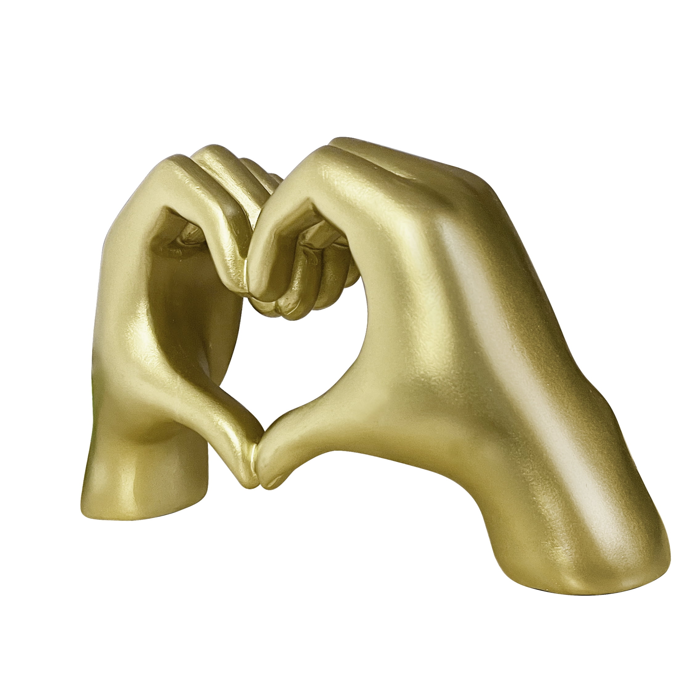 (4 pack) Mainstays Heart Hands 9” Home Decor Gold Resin Figurine