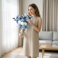 thumbnail image 6 of Realistic Faux Silk Pompon Mum Bouquet for Table Centerpiece, Artificial Floral Handheld Arrangement, Decorative Silk Blossoms for Decor, 6 of 7