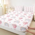 thumbnail image 3 of Homewish Kawaii Hot Air Balloon 4 Pieces Queen Sheet Sets for Kids Boys Girls,Cartoon Rainbow Stars Print Ultra Soft Flat Sheet,Chic Floral Flowers Queen Fitted Sheet,Lightweight Room Decor, 3 of 7