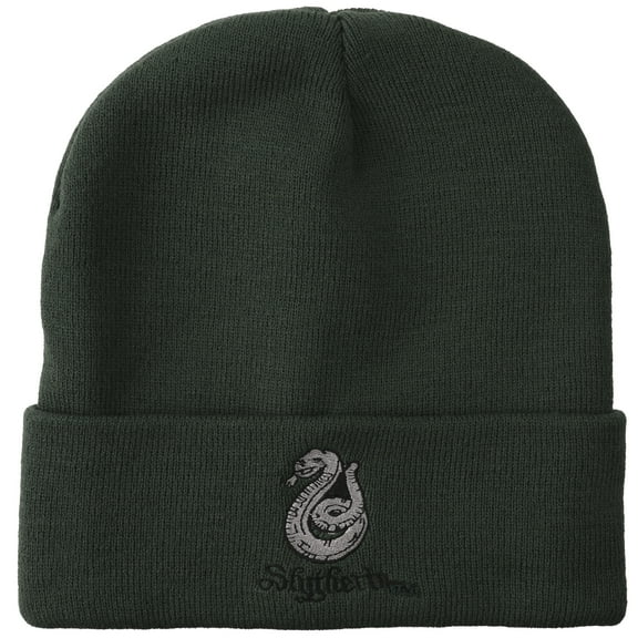 Harry Potter Slytherin Serpent Green Cuffed Knitted Beanie Hat